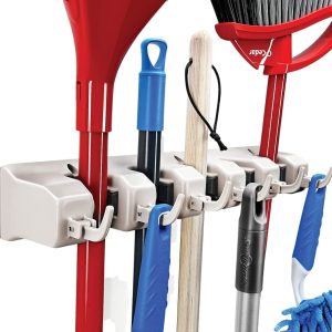 HOME Mop and Broom Holder Organizer – Wall-Mounted Storage Solution