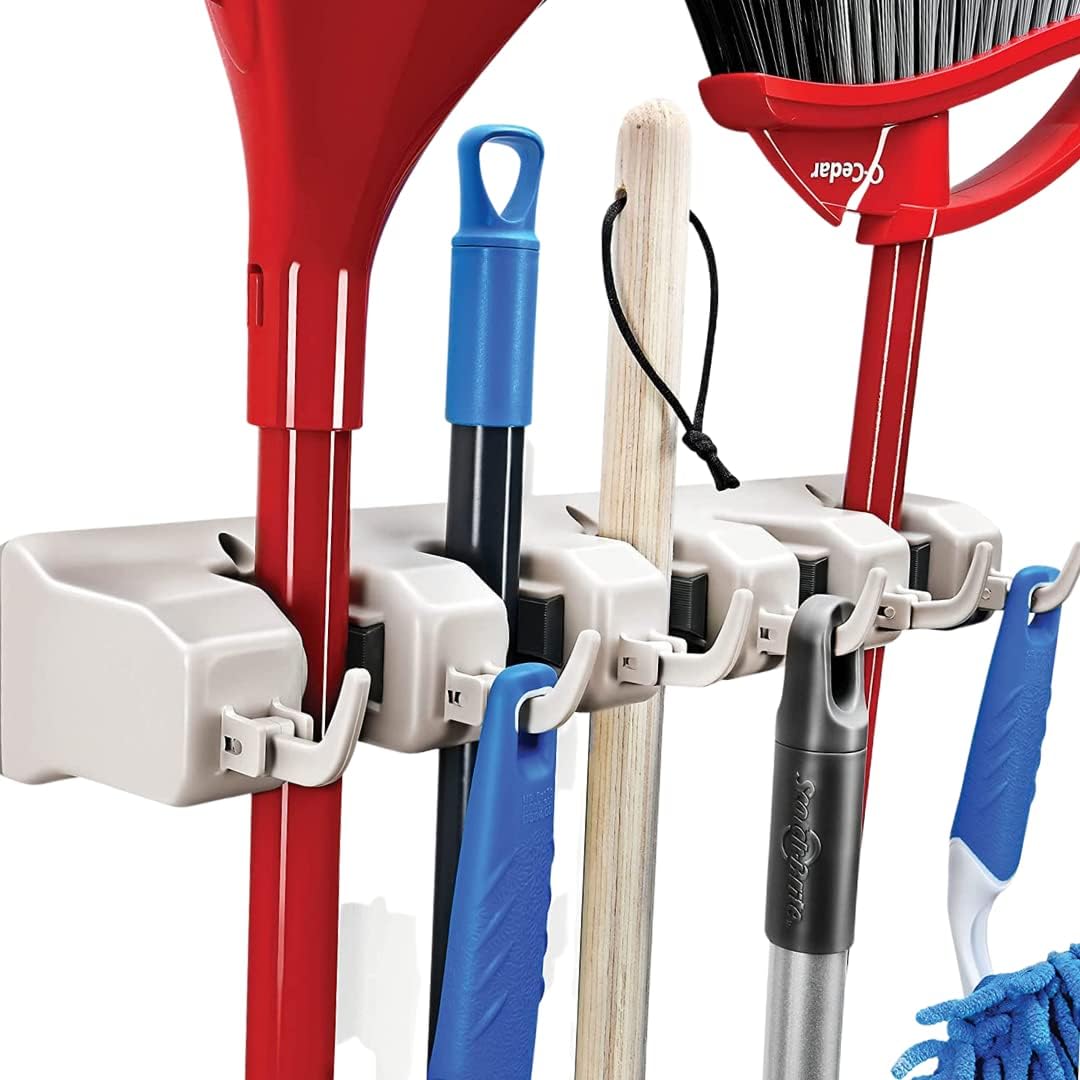HOME Mop and Broom Holder Organizer – Wall-Mounted Storage Solution