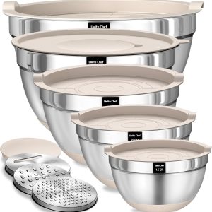 Umite Chef Airtight Stainless Steel Mixing Bowls Set with Attachments