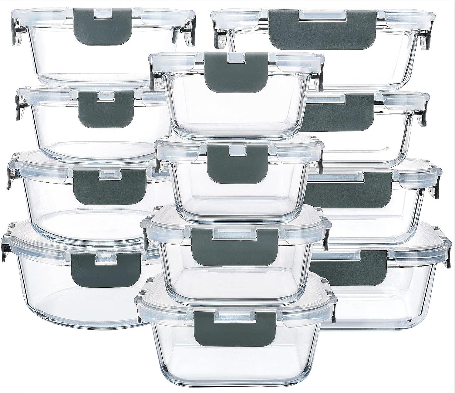 24-Piece Food Storage Container Set with Upgraded Locking Lids