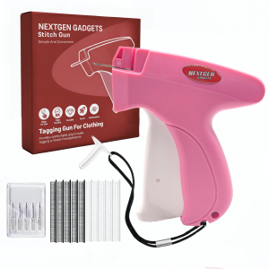 Stitch Gun for Clothes - Tagging Gun for Clothing and Quick Stitch Gun - Includes 6 Needles, 1500 Black and 1500 White 5mm Fasteners - Sticky Gun for Clothes (Purple/Black)
